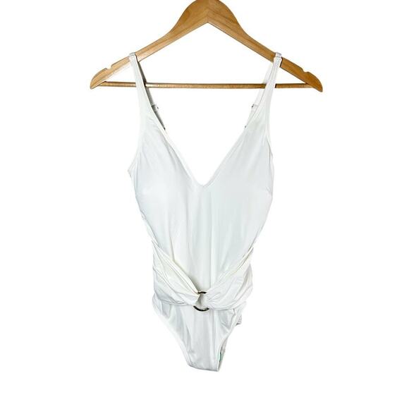 MICHAEL Michael Kors Sash Tummy-Control One Piece Swimsuit White 12 - Picture 1 of 12